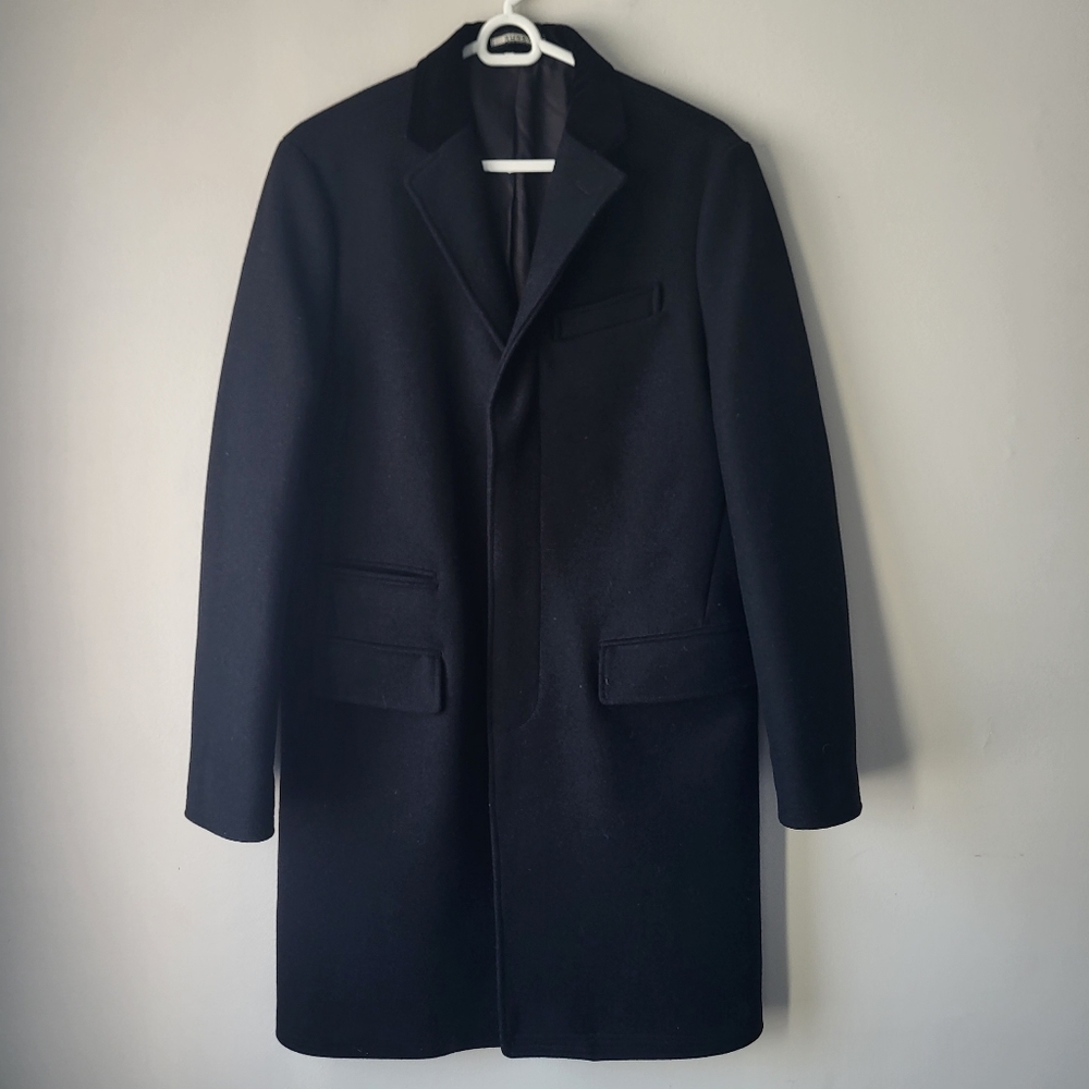 Vintage Rare Rugby By Ralph Lauren Men's Black Wool Long Fall Winter Preppy Coat
